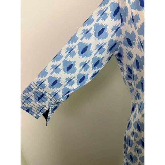 Dolma Women's Cotton Amelia Tunic Dress Blue Geometric Print Lightweight Small - Picture 6 of 11